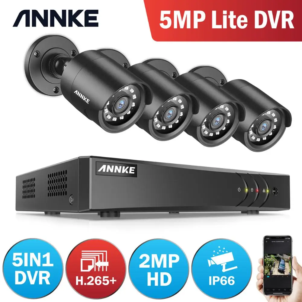 

ANNKE 8CH 1080P CCTV Camera DVR System 4pcs Waterproof 2.0MP HD-TVI Bullet Cameras Home Video Surveillance Kit Motion Detection