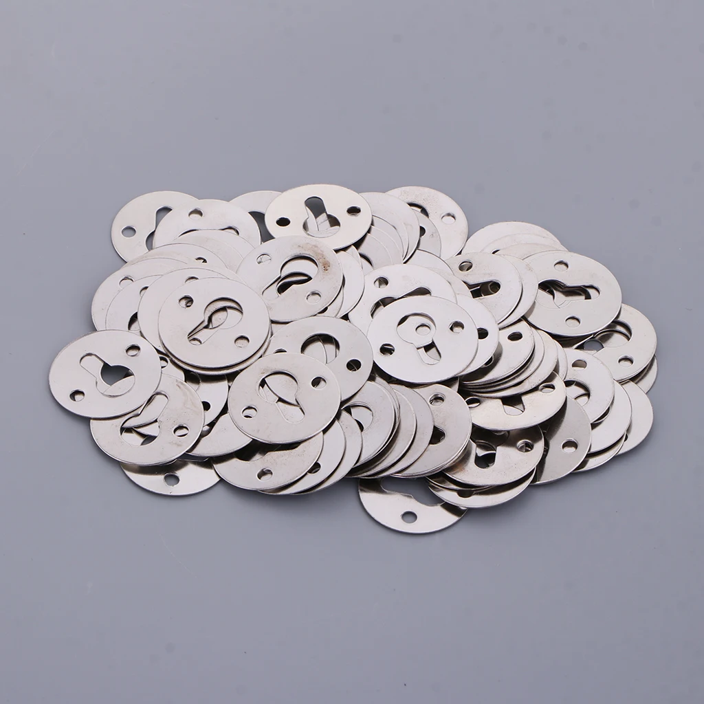 100 Pieces Metal Round Type Keyhole Shelf Brackets Hangers for Picture Frame Hanging (Silver Tone)