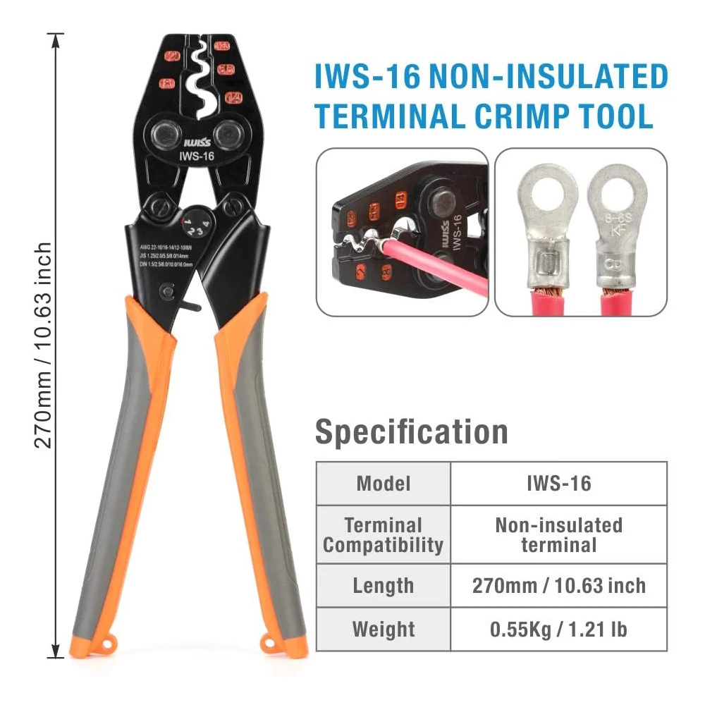 ferramenta de crimpagem para terminais iwiss ferramenta de crimpagem terminal sem isolamento 01