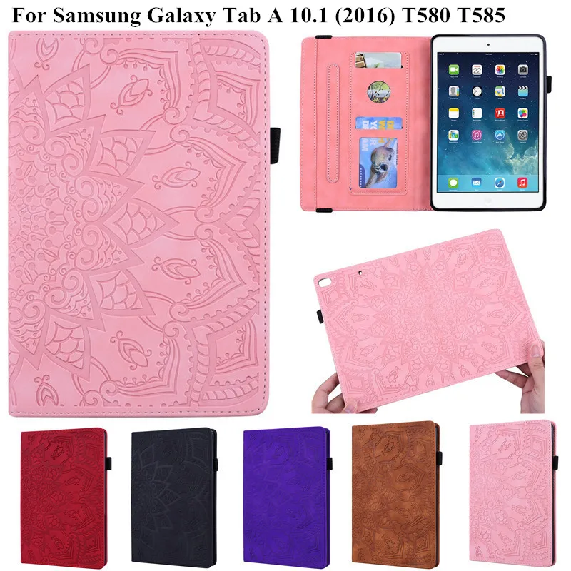 

3D Flower Embossed Tablet Case for Samsung Galaxy Tab A 6 2016 10.1 inch Flip Stand Tablet Cover for Funda Samsung SM T580 T585