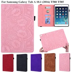 3D kwiat tłoczone etui na Tablet do Samsung Galaxy Tab A 6 2016 10.1 cal odwróć stań Tablet pokrywa dla Funda Samsung SM T580 T585