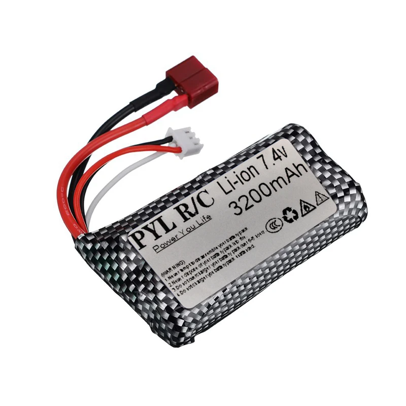 (T Plug) 7.4V 3200mAH 18650 25C Li-ion Batery Charger Sets For RC Helicopter Car Tanks Trains Boats Guns Toys 2S 7.4V battery