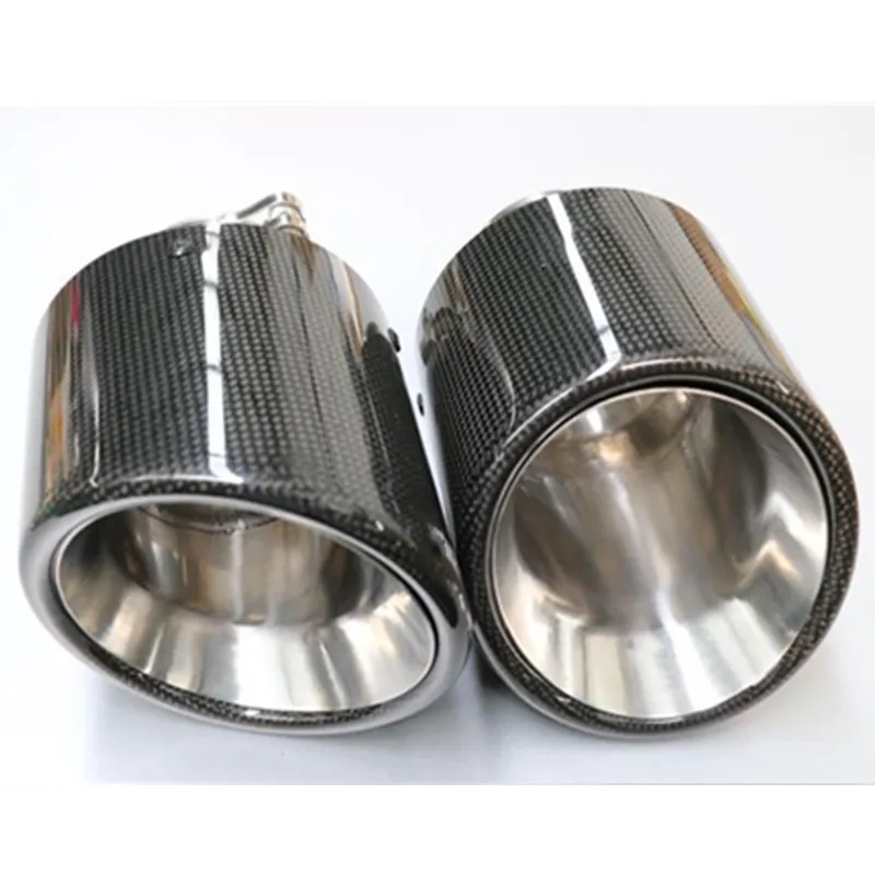 Car Styling 1pcs Muffler Inlet48-80mm outlet 114mm Glossy Carbon Fiber Muffler Universal Pipe Tip Tailtip Exhaust tip