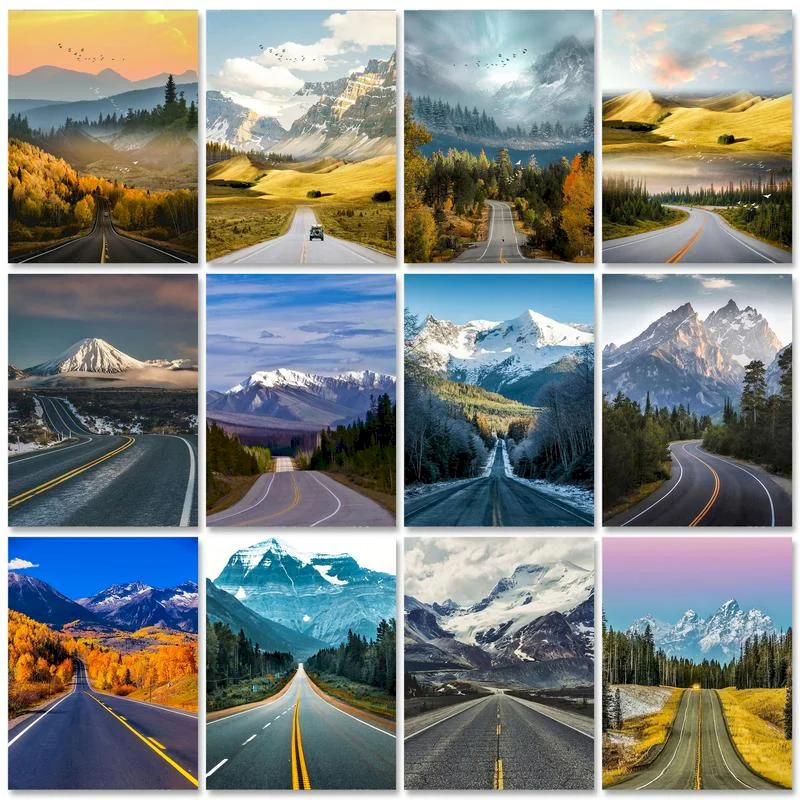 

SDOYUNO Painting By Numbers Highway Landscape Drawing On Canvas HandPainted Art Gift DIY Digital Picture Kits Home Decoration