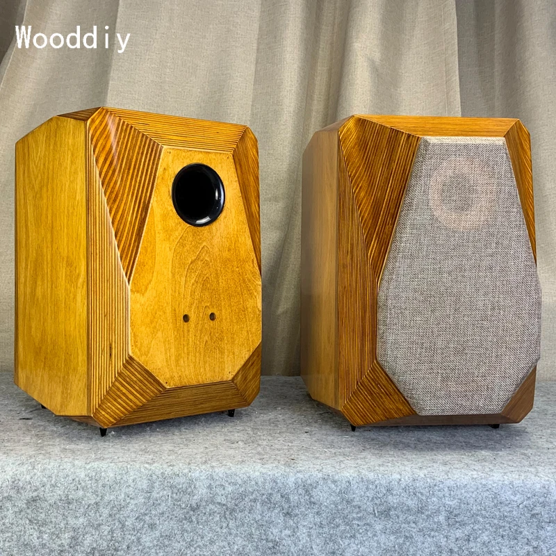 Wooddiy 6.5 inch Empty Loudspeaker Cabinet Two way Bookshelf Speaker Box One pair Birch Plywood Bevel Diamond Design