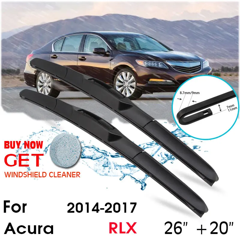 

Car Wiper Blade Front Window Windshield Rubber Silicon Refill Wipers For Acura RLX 2014-2017 LHD / RHD 26"+20" Car Accessories