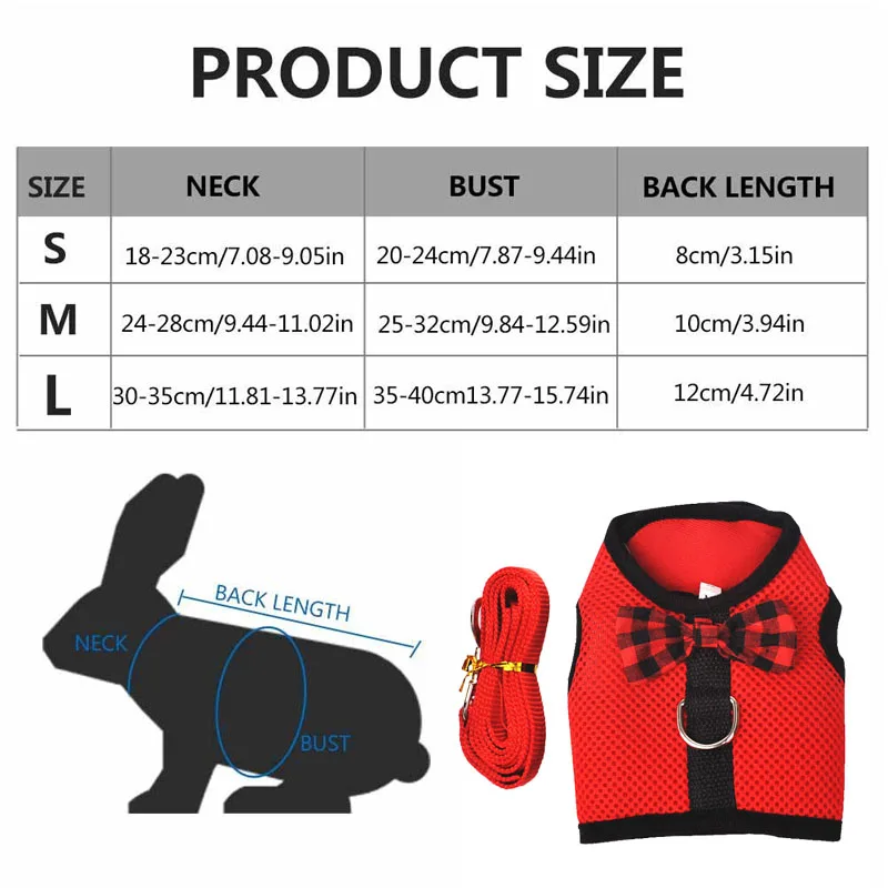 Mesh Soft Pet Konijn Harness Met Leash Strap Voor Hamster Rat Chinchilla Cavia Kleine Dier Kleren Vest Konijnen Accessoire