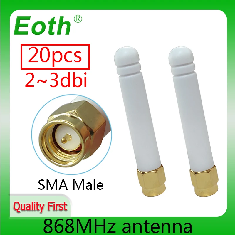 

EOTH 20pcs 868mhz antenna 2~3dbi sma male 915mhz lora antene pbx iot module lorawan signal receiver antena high gain