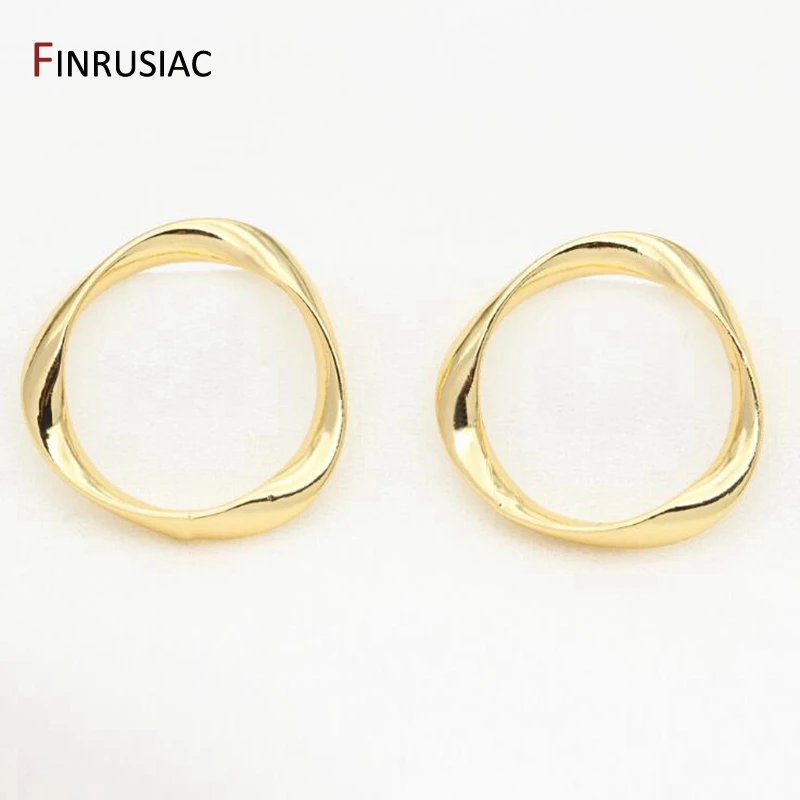 925 Silver Needle 14K Gold Plated Twisted Circle Earrings Material DIY Jewelry Pearl Drop Earrings Making Findings