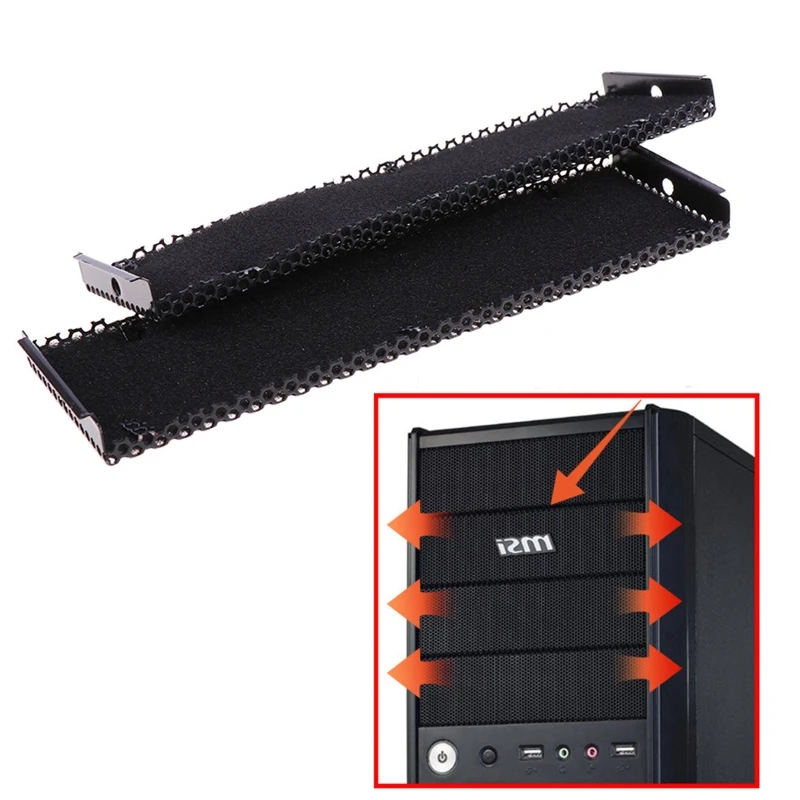 2pcs Optical Drive Computer Chassis Front Panel Bracket Driver's Baffle with Dustproof Sponge 15.8x4.3cm