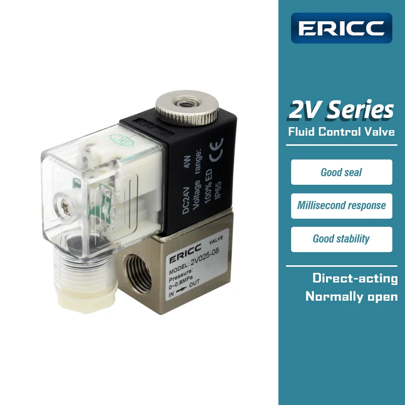 

2V025-08 2V025-06 Normally Open 2 Way 2 Position Air Solenoid Valve Fluid Control Valve 1/4 1/8 DC12V 24V AC220V 110V