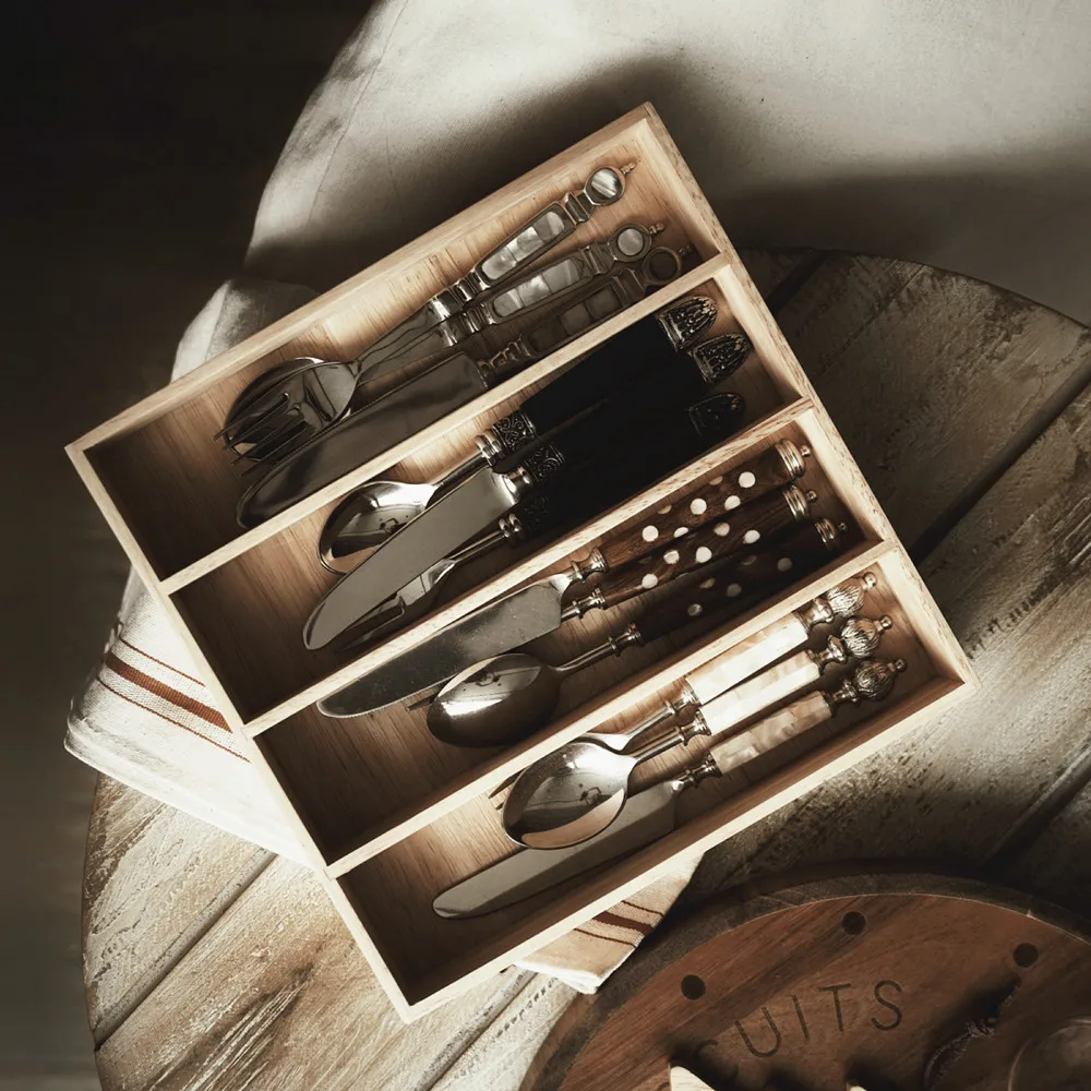 4 Equal Departments Wooden Storage in the Kitchen