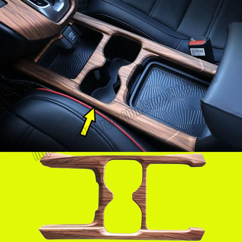 Peach Wood Grain For Honda CRV CR-V 2017 2018 2019 2020 2021 Central Console Water Cup Cover Trim