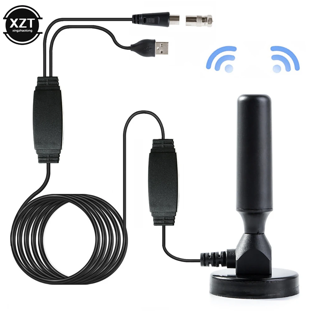 

1pcs Indoor HD TV Antenna DVB-T2 Indoor Black Television USB Amplifier Digital Ground Wave Hdtv DTMB Car TV Aerial Antenna