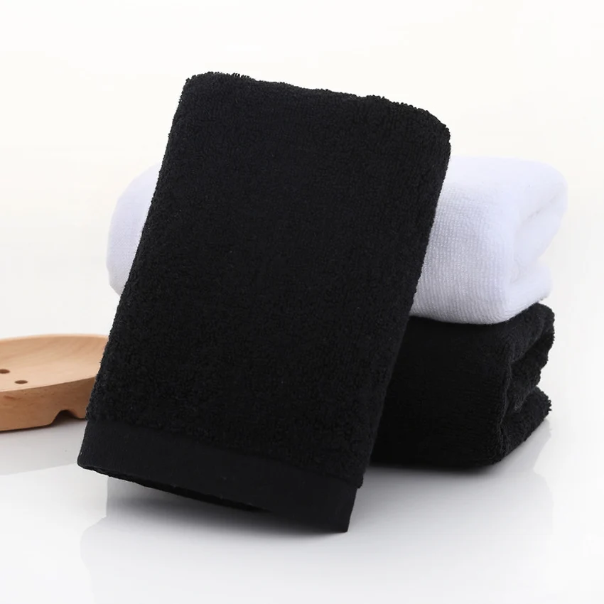 Black White Cotton Towel Thick Face Hand Towels for Home Kitchen Bathroom Hotel Adults Kids toalla de cara, toalha de rosto