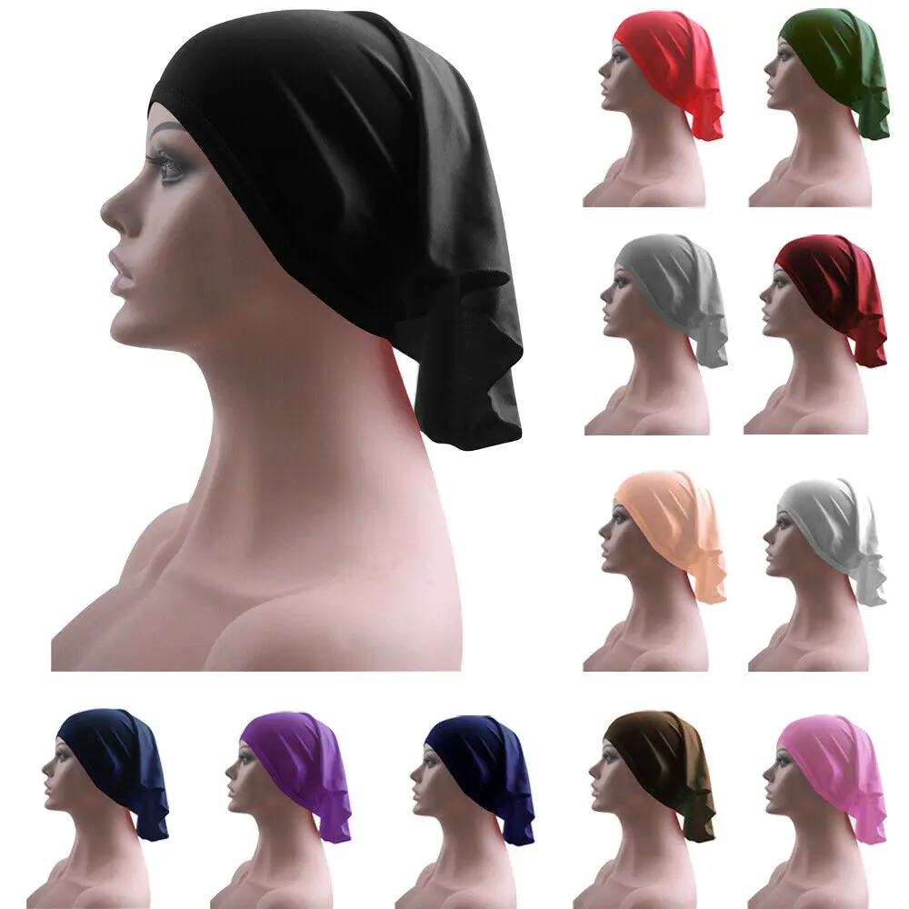 

Women Muslim Under Scarf Cap Tube Bonnet Inner Cap Bone Head Cover Hat Arab Hair Loss Head Cover Headwear Accessories New