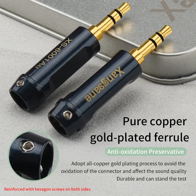Xangsane-cable auxiliar para auriculares, conector de audio de cobre puro chapado en oro de 3,5mm a línea de grabación, XS-6001Au, 2 piezas, 4 piezas