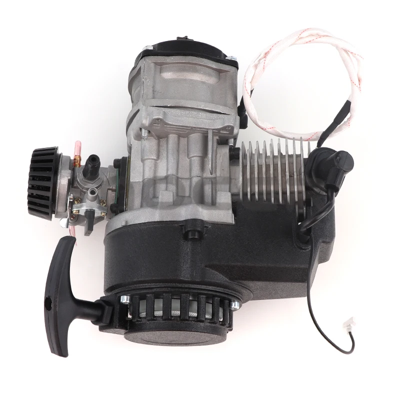 Mini motor quad de dois tempos 49cc, partida elétrica, compatível com foguete, corrente blke 25h, não incluída com cabo do acelerador