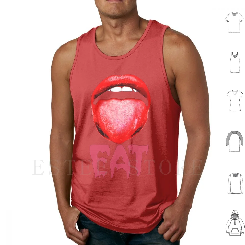 008-Eat Tank Tops Vest Sleeveless Black Background Red Mouth Tongue Erotic Disturbing No More Heroes No More Heroes Wii Nmh