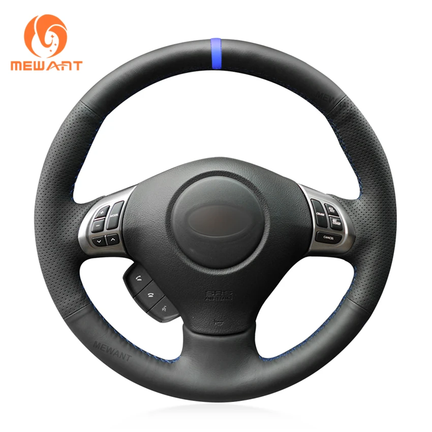 MEWANT Black Artificial Leather Steering Wheel Cover for Subaru Forester Impreza WRX Legacy Outback Exiga 2006-2008 2009 -2011