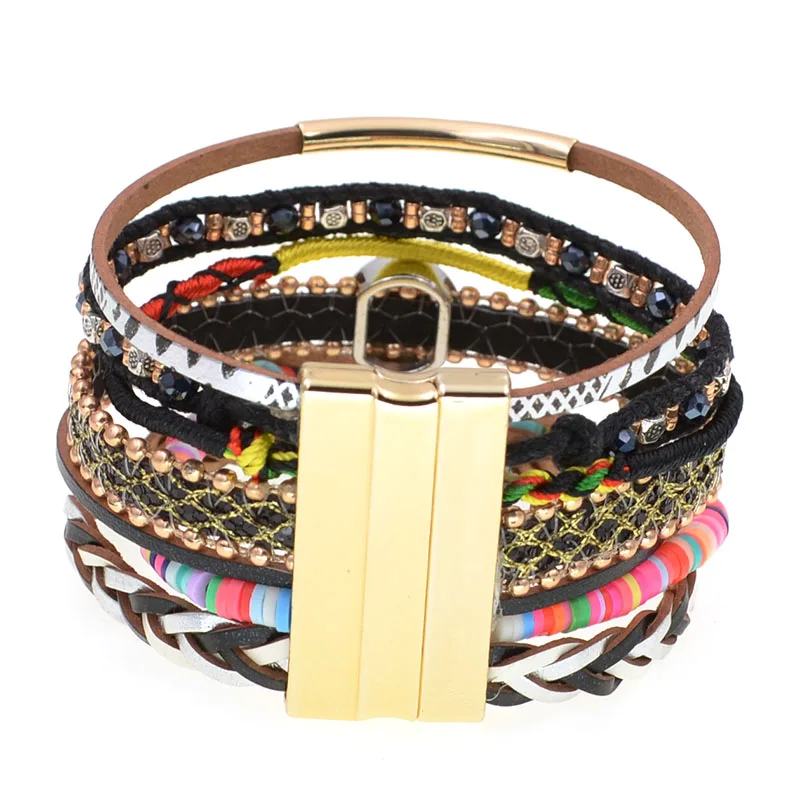 WELLMORE new bohemia bracelets for women charm beaded stone bracelets fashion leather bracelets female jewelry drop shipping