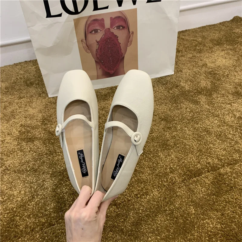 Bailamos Women Red Lightweight Shoes Square Toe Slip On Vintage Soft Ballet Flats Female Shoes Ballet Flats Casual Sneaker Shoe