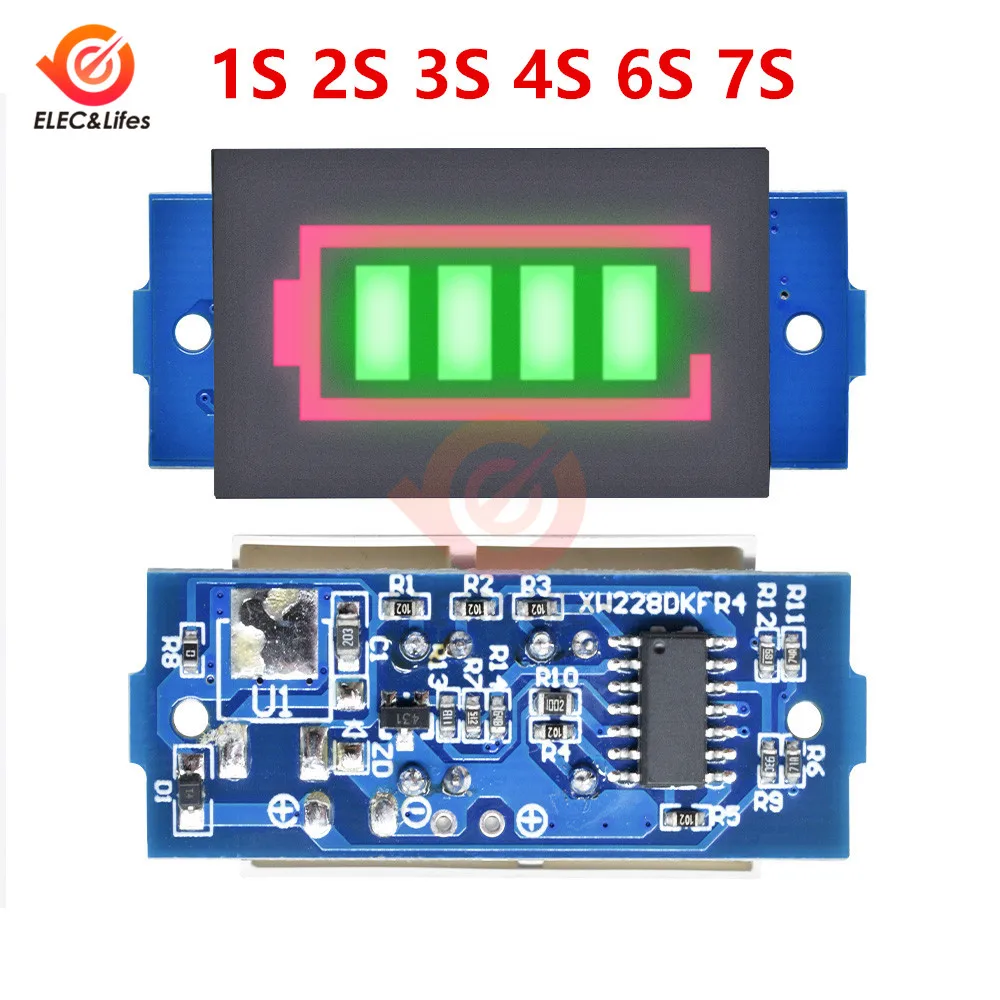 1S 2S 3S 4S 6S 7S Series Li-po Li-ion Lithium Battery Capacity Indicator Module Battery Power Tester Green Display Board Panel