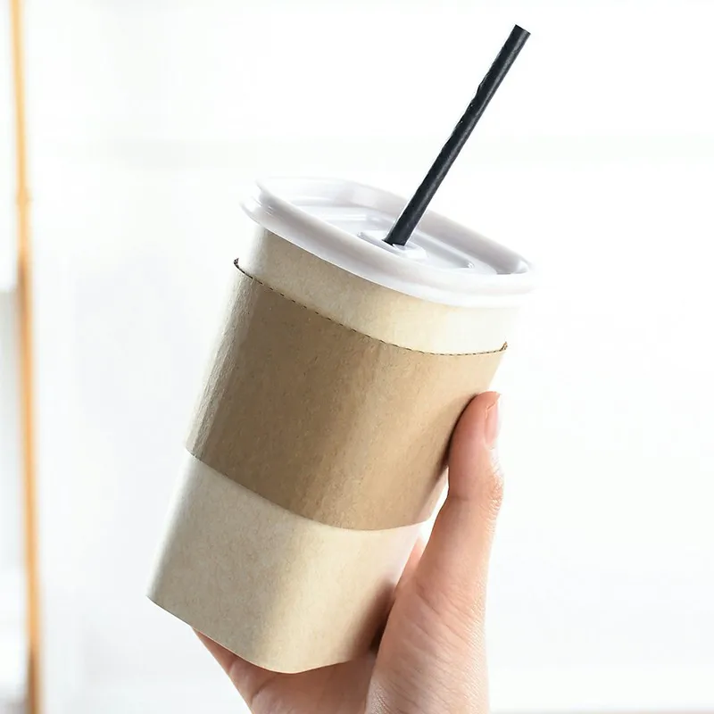 50sets Net red sugarcane pulp PLA paper cup with lid coffee paper cup hot drink anti-scalding square cup degradable milk tea cup