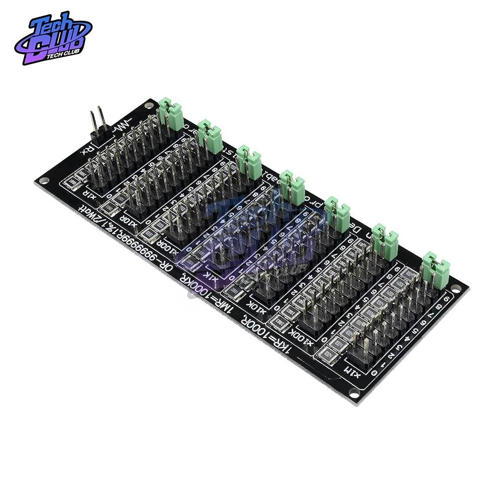 1R - 9999999R Seven 7 Decade Programmable Resistor Resistance Board Module Step Accuracy 1R 1% 1/2 Watt jumper caps 200v