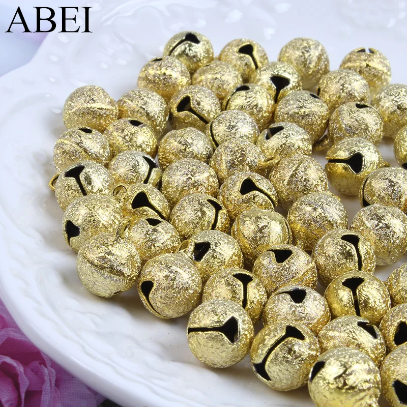 50pcs 10mm Copper Bells DIY Crafts Accessories Christmas Gingle bell Wedding party Decoration Matte Gold Bell