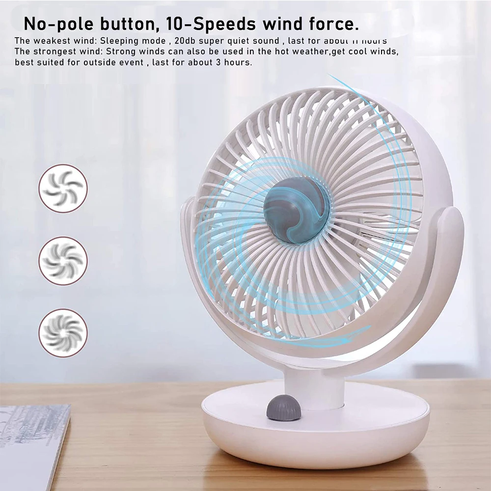 Aromatherapy Fan Desk Fan Portable Personal Cooling Fan 10 Speeds Adjustable 120-degree Shaking Head 90-degree Up and Down Tilt