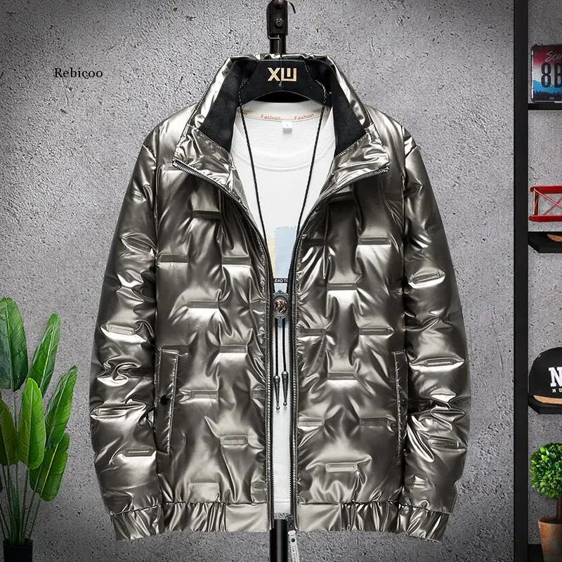 Chaqueta brillante para hombre, abrigo grueso de calidad, Parka Bomber, impermeable, a prueba de viento, para invierno, novedad