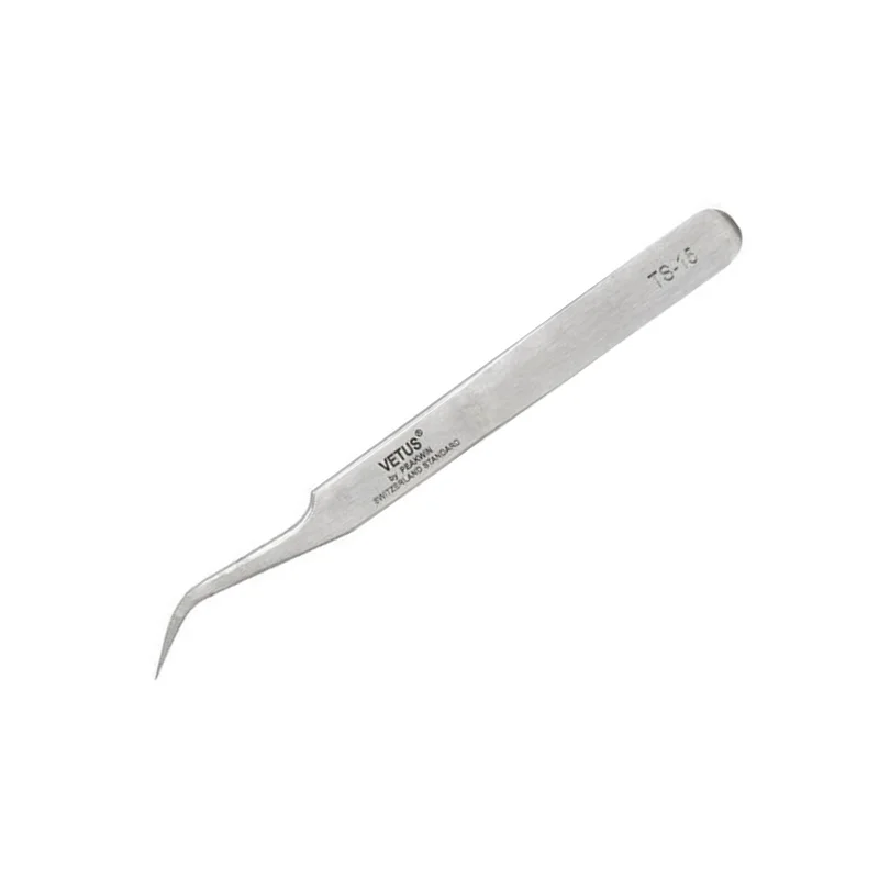 VETUS TS Series 1pc Stainless Steel Eyebrow Tweezers Watchmaker Repair Tools With Security Label False Eyelashes Extension Tool