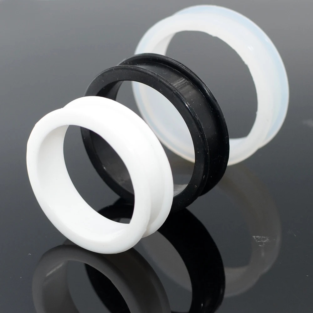 CHUANCI Pair Large Size Flexible Silicone Double Flared Ear Flesh Tunnel Plug Ear Gauge Expander Body Piercing Jewelry