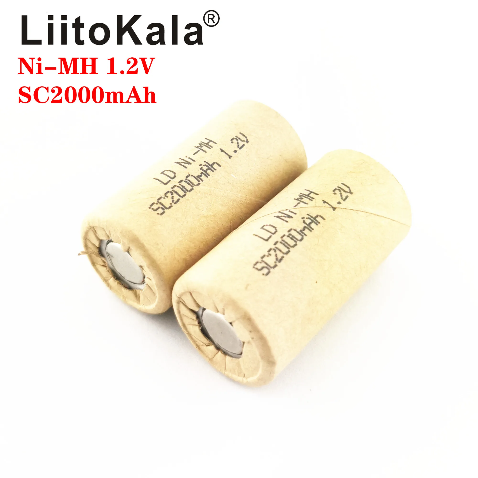 500PCS LiitoKala Ni-MH 1.2V SC 2000mAh Ni MH  high power tool battery cell discharge rate 10C rechargeable batteries cells 2.0Ah