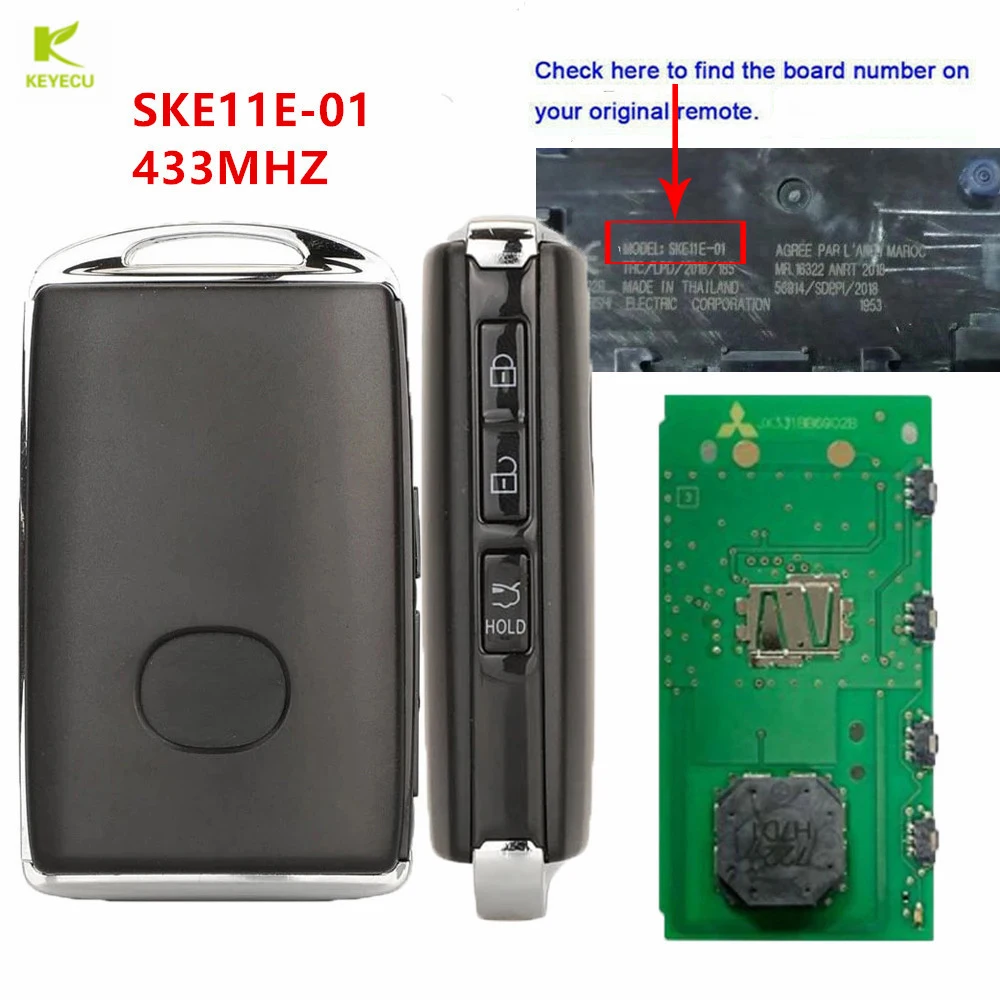 KEYECU Replacement Smart Keyless Proximity Remote Key Fob 3Btn 433MHZ SKE11E-01 for Mazda 3 M3 for Mazda3 Axela 2019 2020 2021