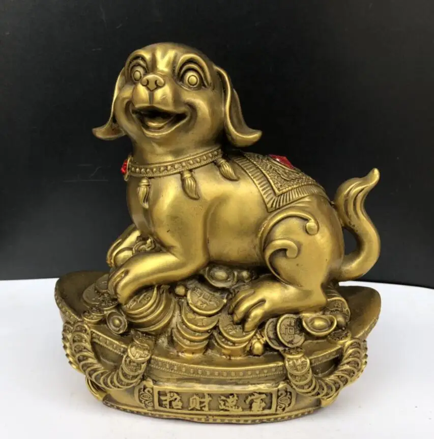 

China brass Ingots money dog crafts statue