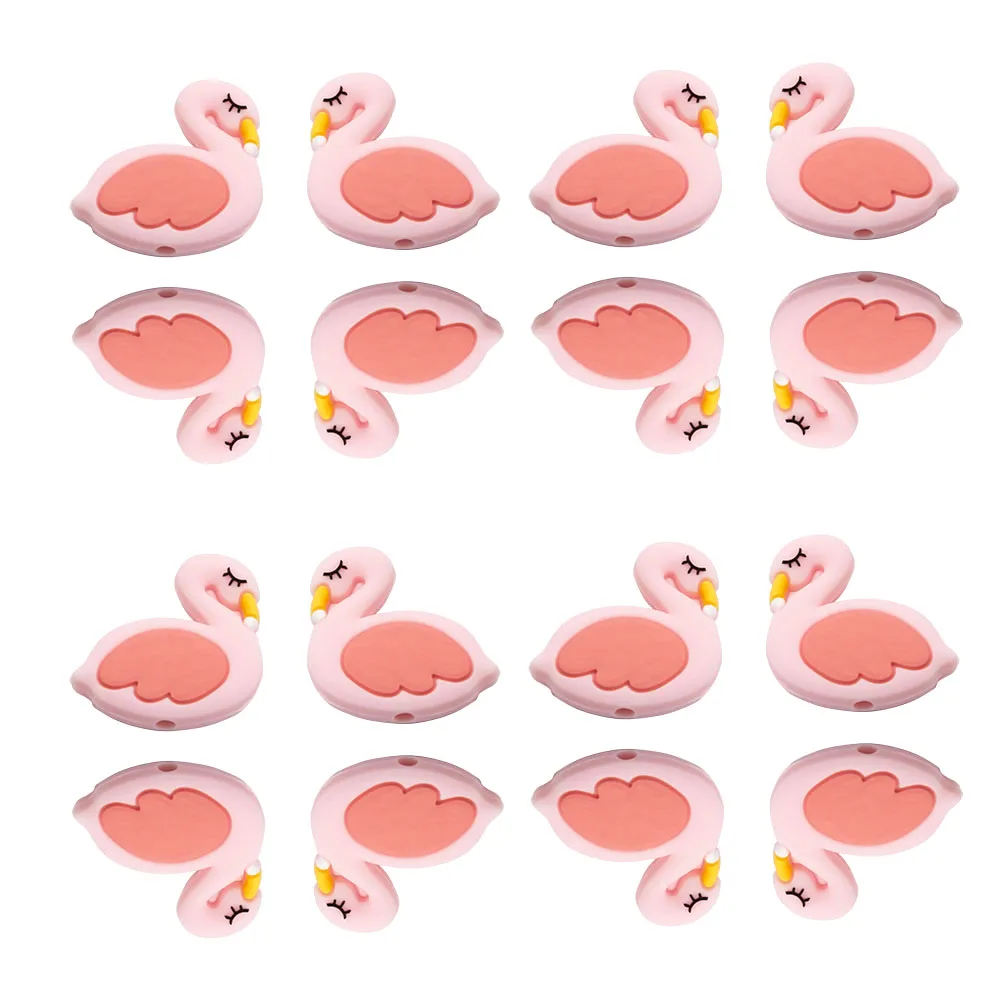 10pcs Flamingo Animal Pendant Silicone jewel Teething Necklace Care BISphenol A DIY jewelry making