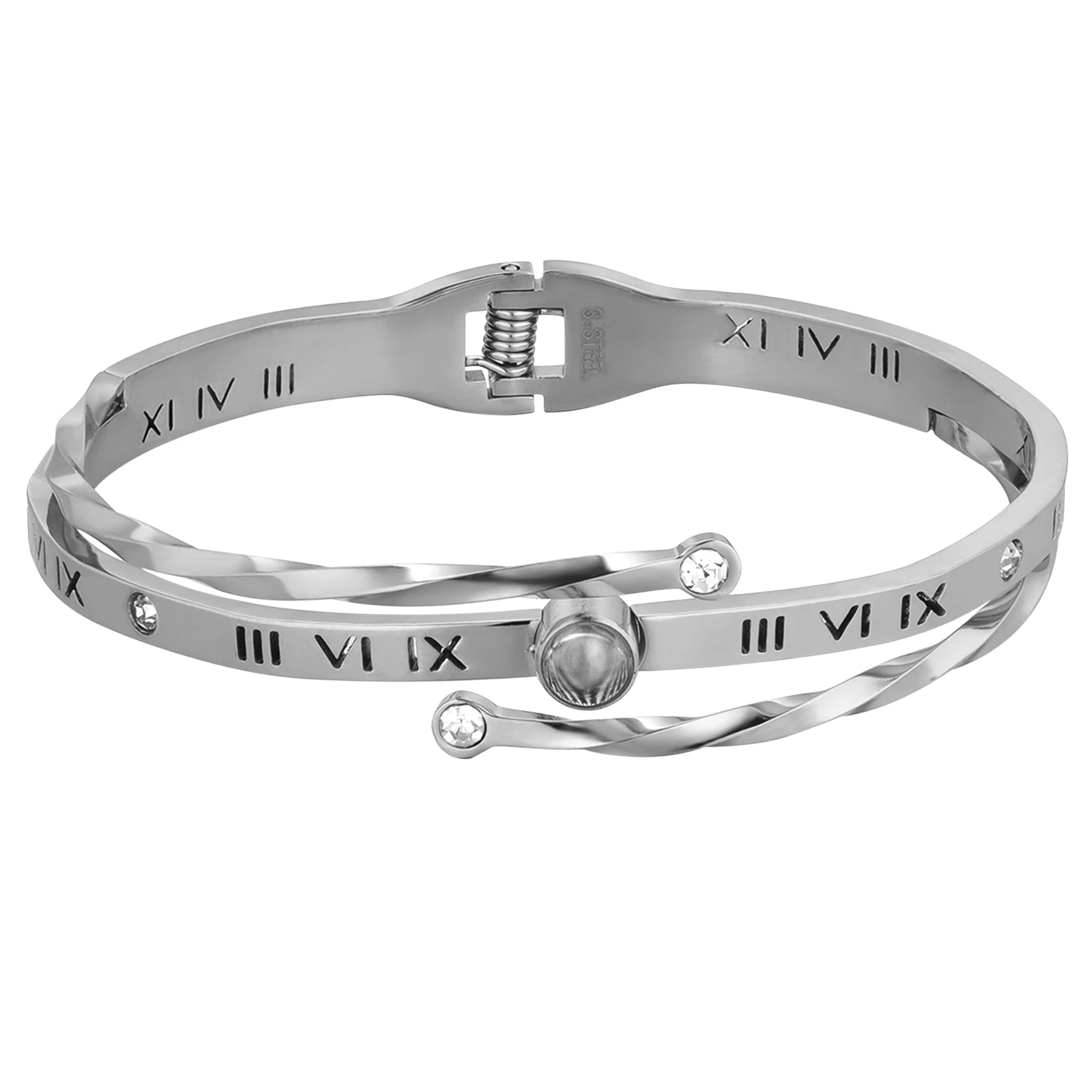 BONISKISS Hot Sale Fashion Simple Roman Numeral Stainless steel Bracelets & Bangles Multi-layer Women's Bracelet Valentine's Day