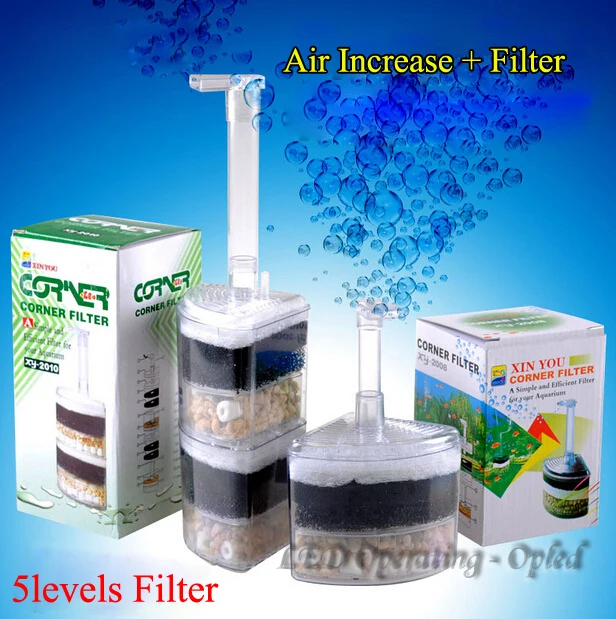 Corner right-angle Air Bubble Filter for aquarium fish tank, Air drive Filter cotton sponge biological medium air filter oxygen