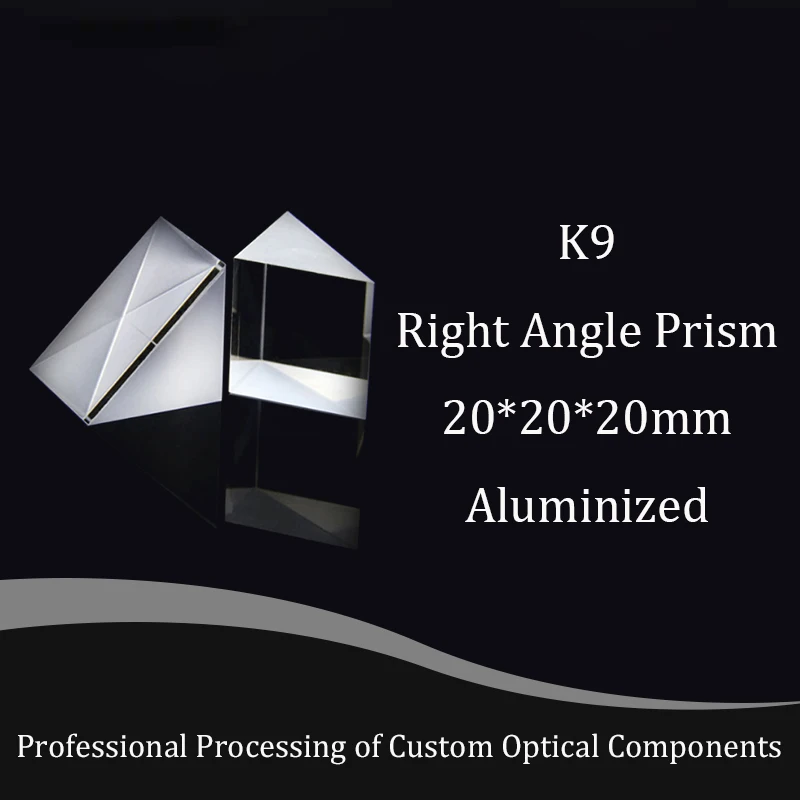 Right Angle Prism Optical H-K9L Glas  Prisms 20x20x20mm External Reaction Prisms Aluminized Mirror Reflective Surface Experiment