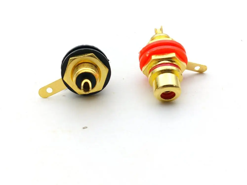 100pcs RCA Phono Chassis Panel Mount Gold Plated Female Socket adapter connector