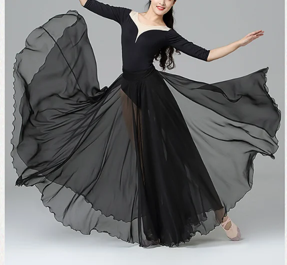 2022 Big swing skirt Chiffon Skirt for Adult Girl Practice & Performance Romantic Ballet Skirt Ballerina Classical Dance Costume