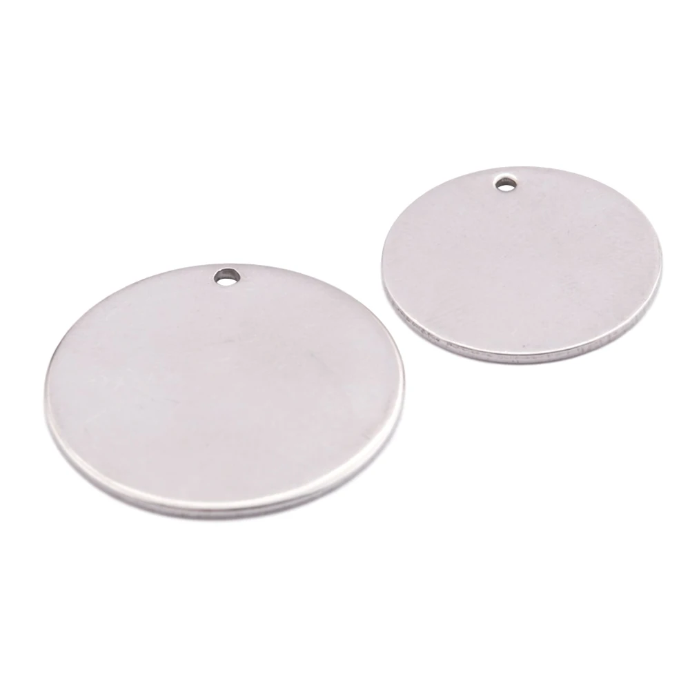 Stainless Steel Charms Metal Round Stamping Blank Disc Charms Dog Tags Jewelry Findings For Pendant Necklace Making Accessories