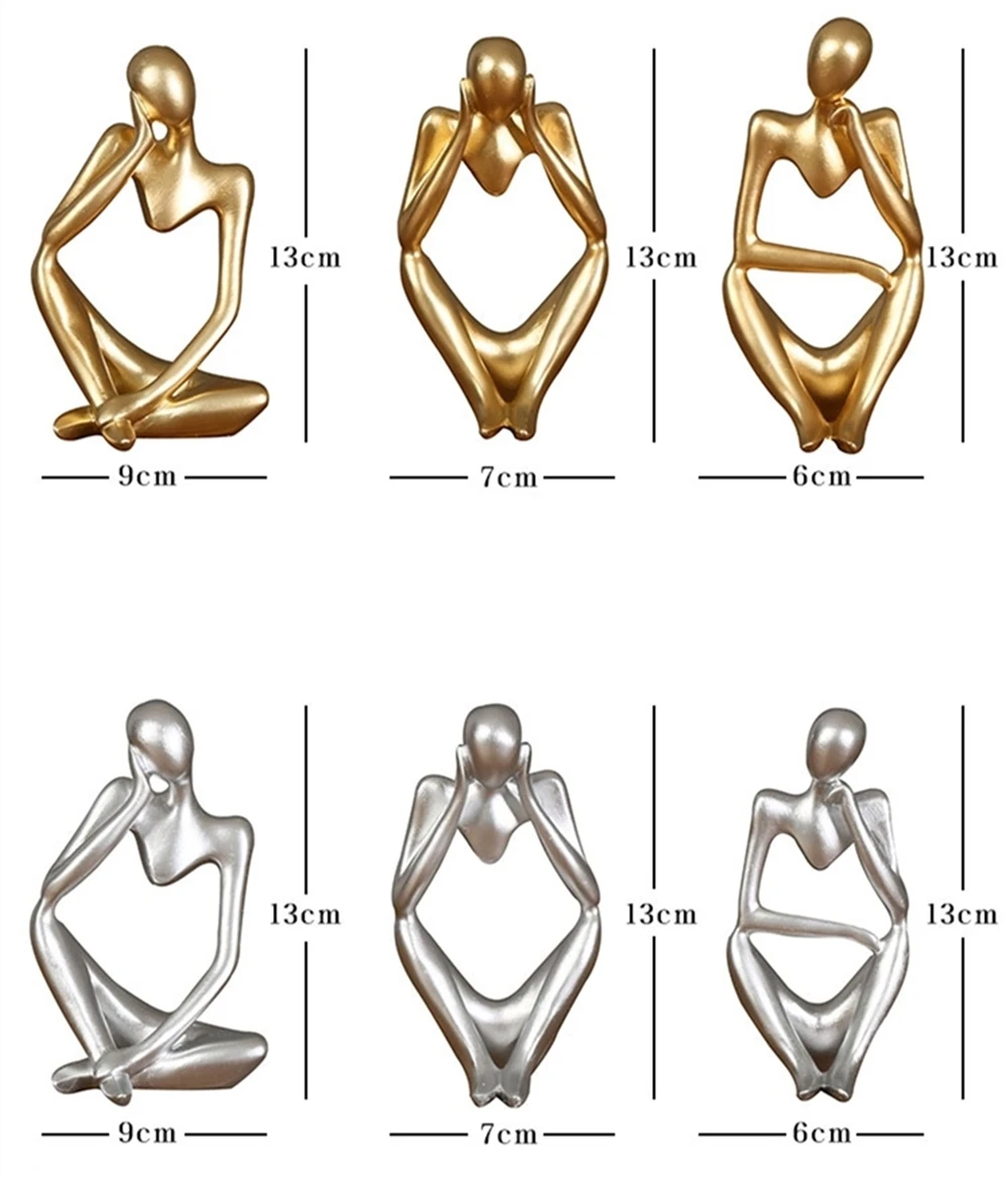 Minimalist Abstract Thinker Statue Resin Sculpture Miniature Figurines Character Ornaments Office Home Decoration Accessories