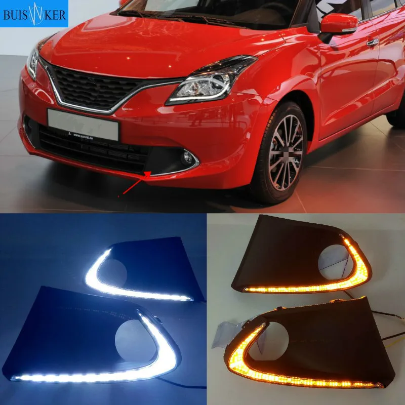 

2Pcs For Suzuki Baleno 2016 2017 2018 2019 LED DRL Daytime Running Lights Fog Lamp cover with turn signals daylight