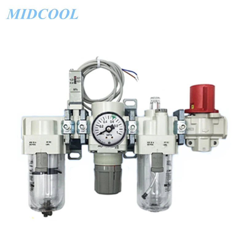 Air Combination Air Filter + Regulator + Lubricator + Pressure Relief 3 Port Valve AC-B Series With Gauge AC20-02G-SV-B AC30