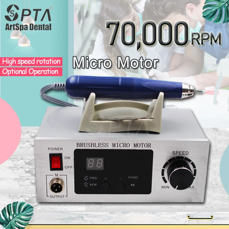 70,000 RPM Brushness Laboratory Dental Micromotor Polishing Lab Handpiece Medical Motor Carving Engraving Drill