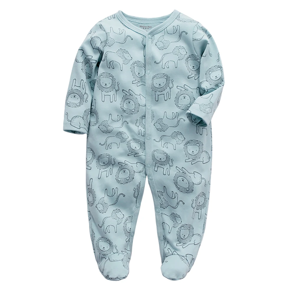 Sleepwear for Newborn Boys and Girls Long Sleeved Cute Print Cotton Fashion Pajamas 0-12 Months Sleepsuit Baby Clothing