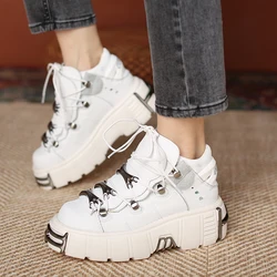 Punk Platform Shoes Gothic Hot Girl Dark Muffin Seal Fan Same Style Sports White Shoes plus Velvet Fried Street Dad Shoes Women